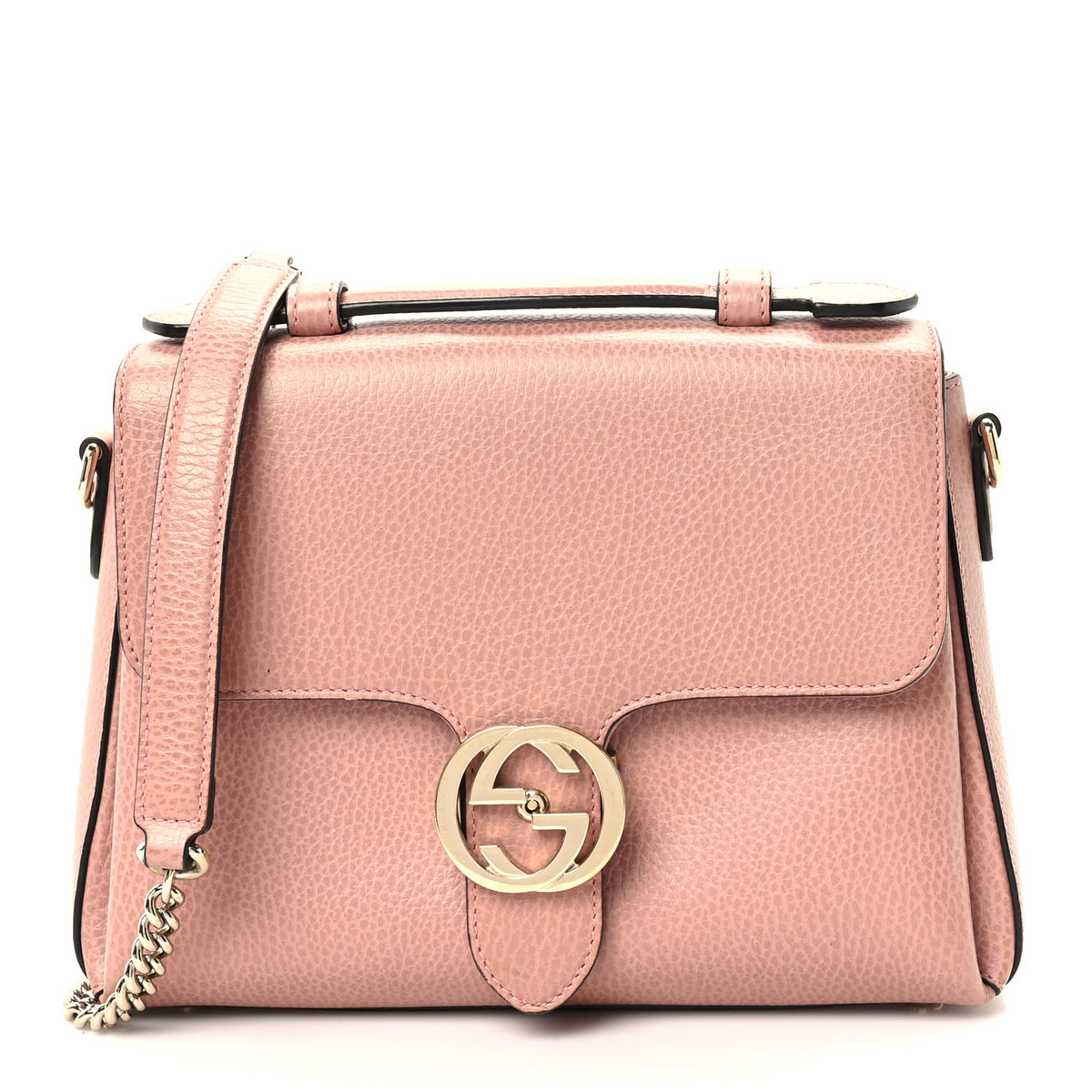 Dollar Calfskin Interlocking G Top Handle Shoulder Bag Soft Pink