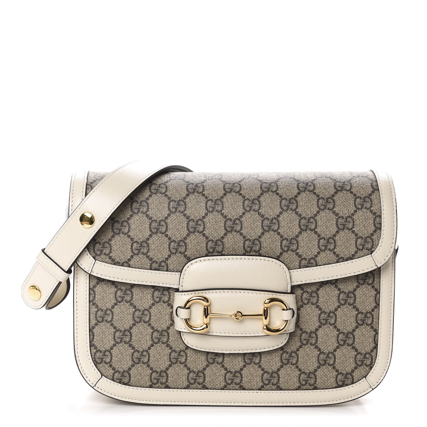 GG Supreme Monogram Horsebit 1955 Shoulder Bag Beige Mystic White