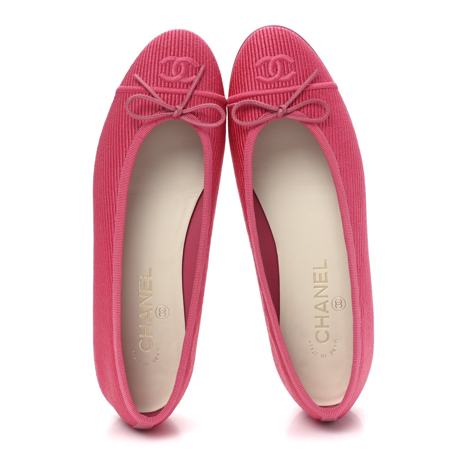 Embroidered Fabric Cap Toe CC Ballerina Flats 39 Dark Pink