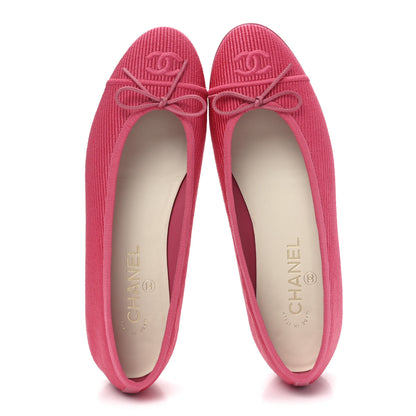 Chanel Embroidered Fabric Cap Toe CC Ballerina Flats 39 Dark Pink 2 of 9