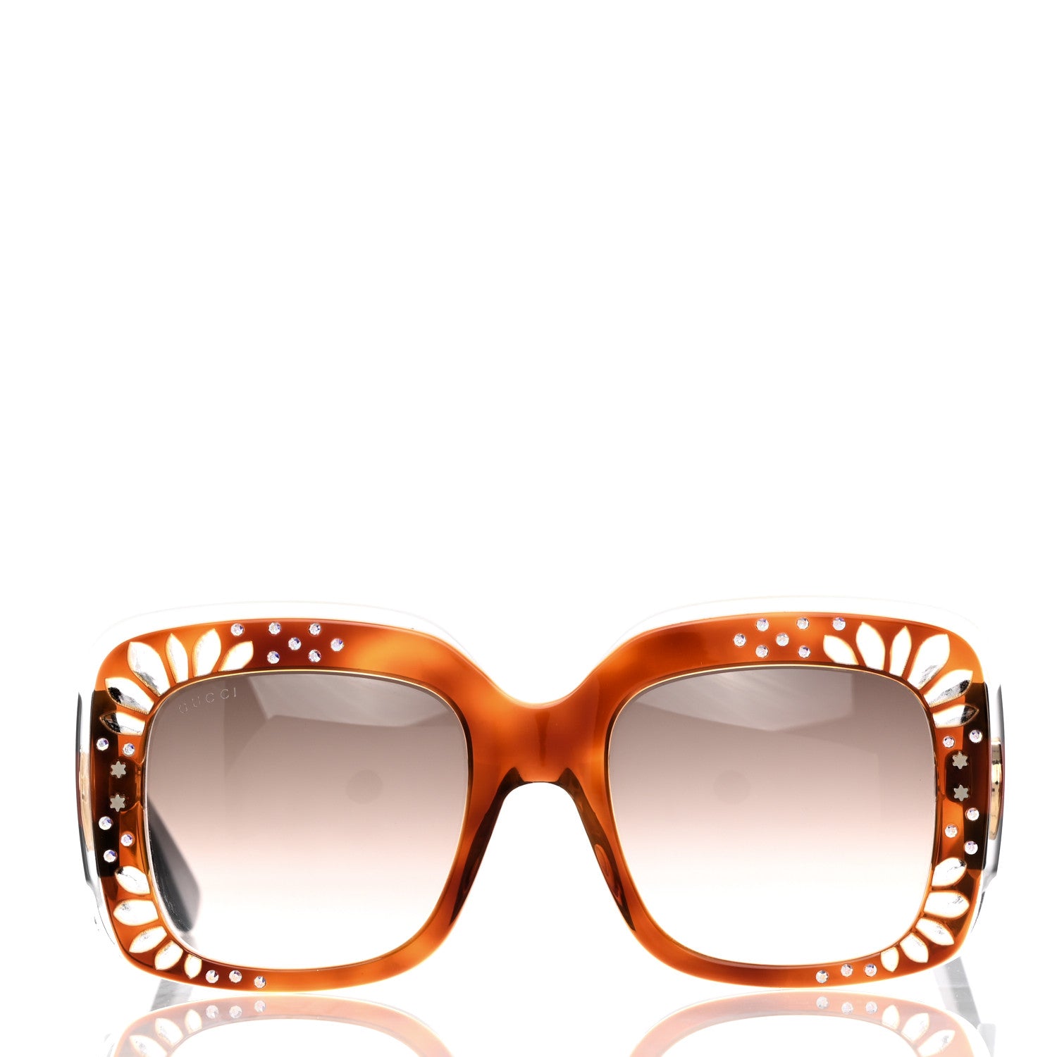 Gucci Acetate Crystals Web Square Frame GG3862/S Sunglasses Brown 2 of 8