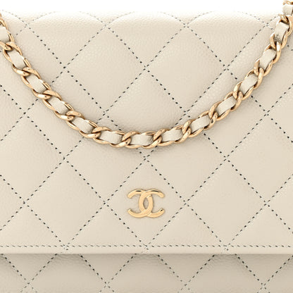 Chanel Caviar Quilted Wallet On Chain WOC Light Gray 9 of 12