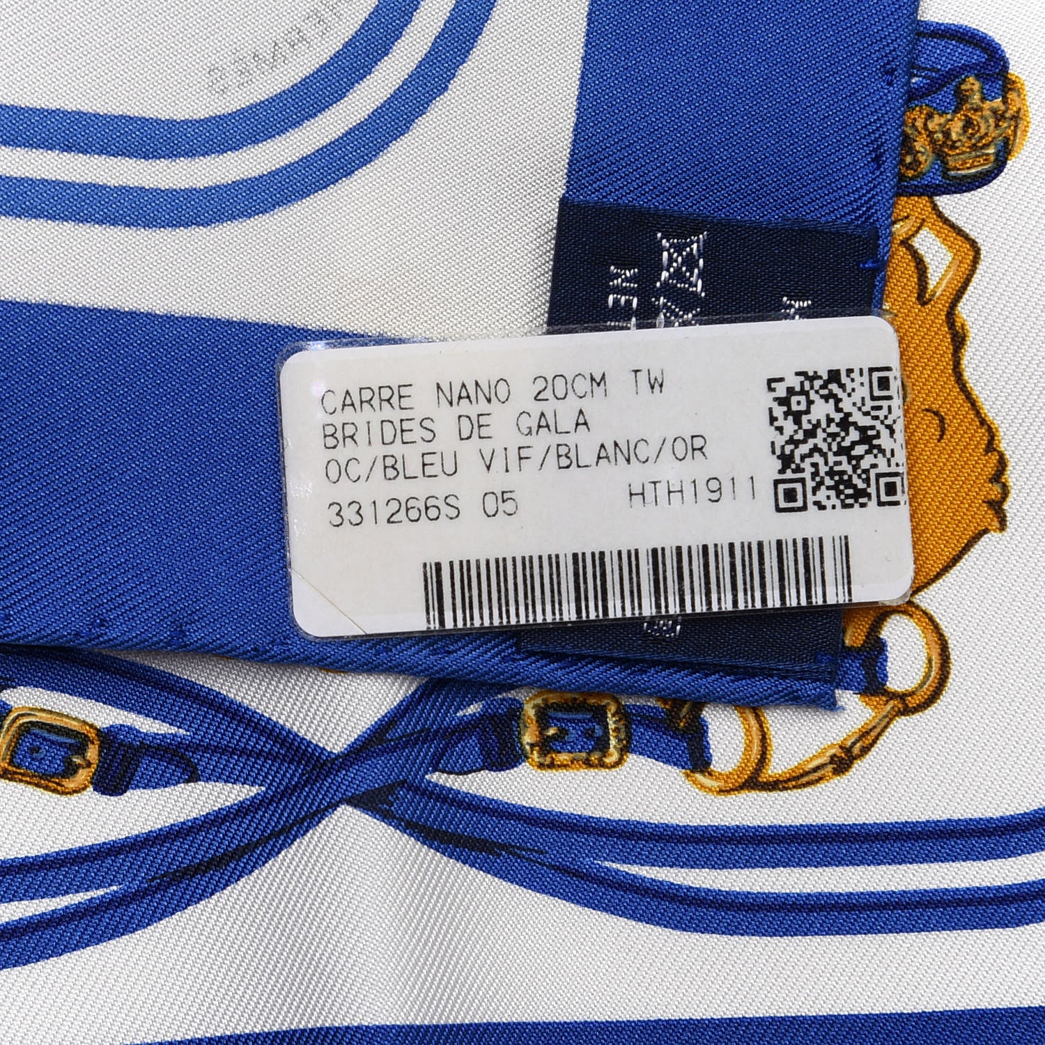Hermes Silk Brides de Gala Nano Scarf 20 Bleu Vif White Or 4 of 4