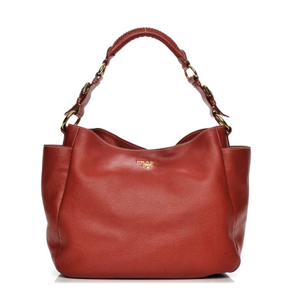 Prada Vitello Daino Side Pocket Hobo Rosso 1 of 10