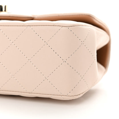 Chanel Lambskin Quilted Bi-Color Mini Top Handle Rectangular Flap Ecru Dark Beige 10 of 11