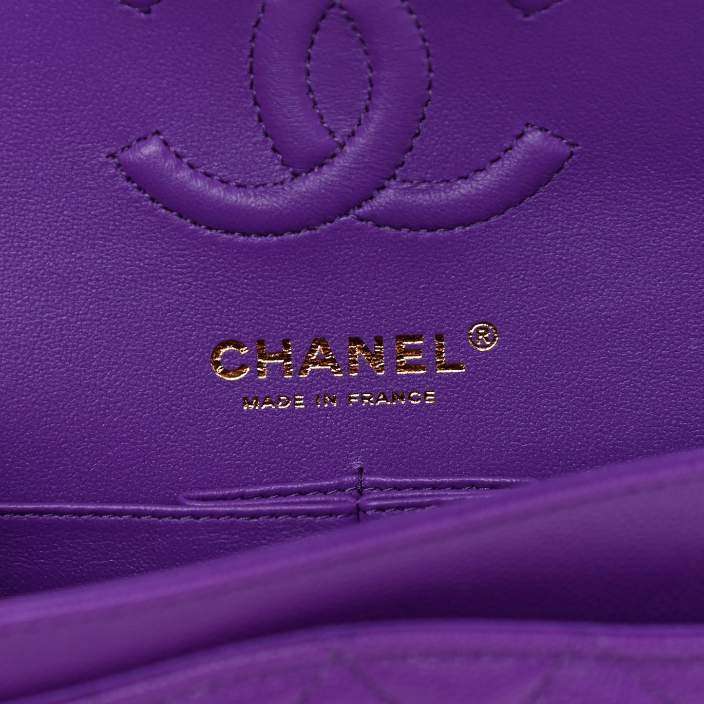 Caviar Quilted Small Double Flap Dark Purple