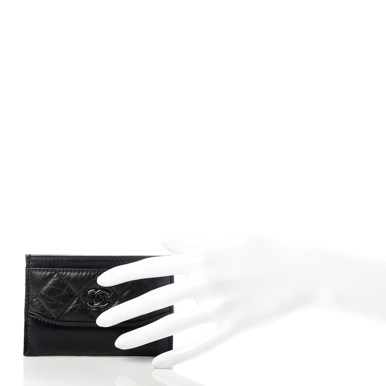 Chanel Aged Calfskin Quilted Gabrielle Card Holder Wallet So Black 2 of 9