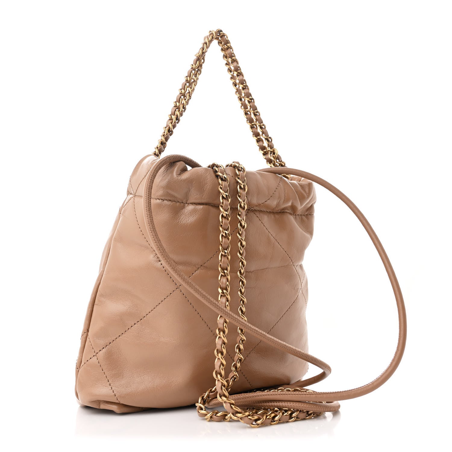Chanel Shiny Calfskin Quilted Mini Chanel 22 Dark Beige 3 of 10