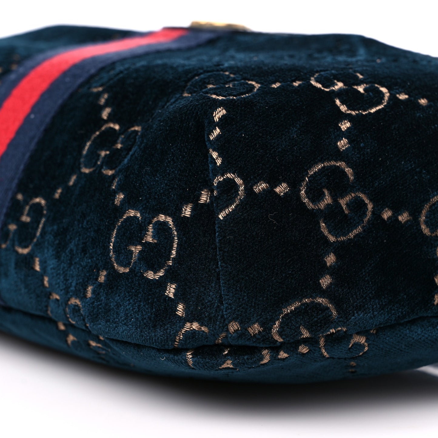 Velvet GG Monogram Web Belt Bag Blue Beige