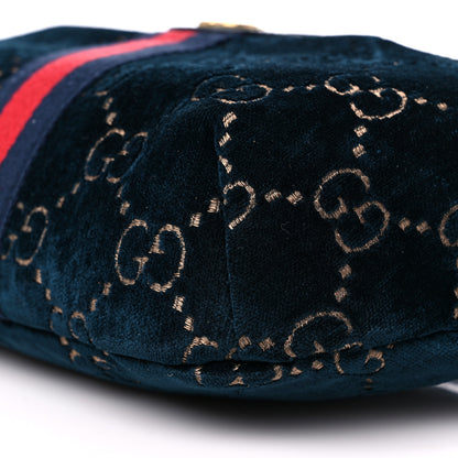 Gucci Velvet GG Monogram Web Belt Bag Blue Beige 9 of 13