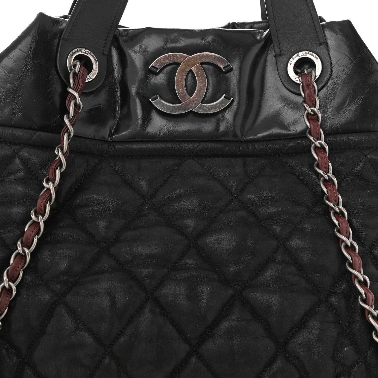 Chanel Iridescent Calfskin Quilted Large In The Mix Tote Black 8 of 10