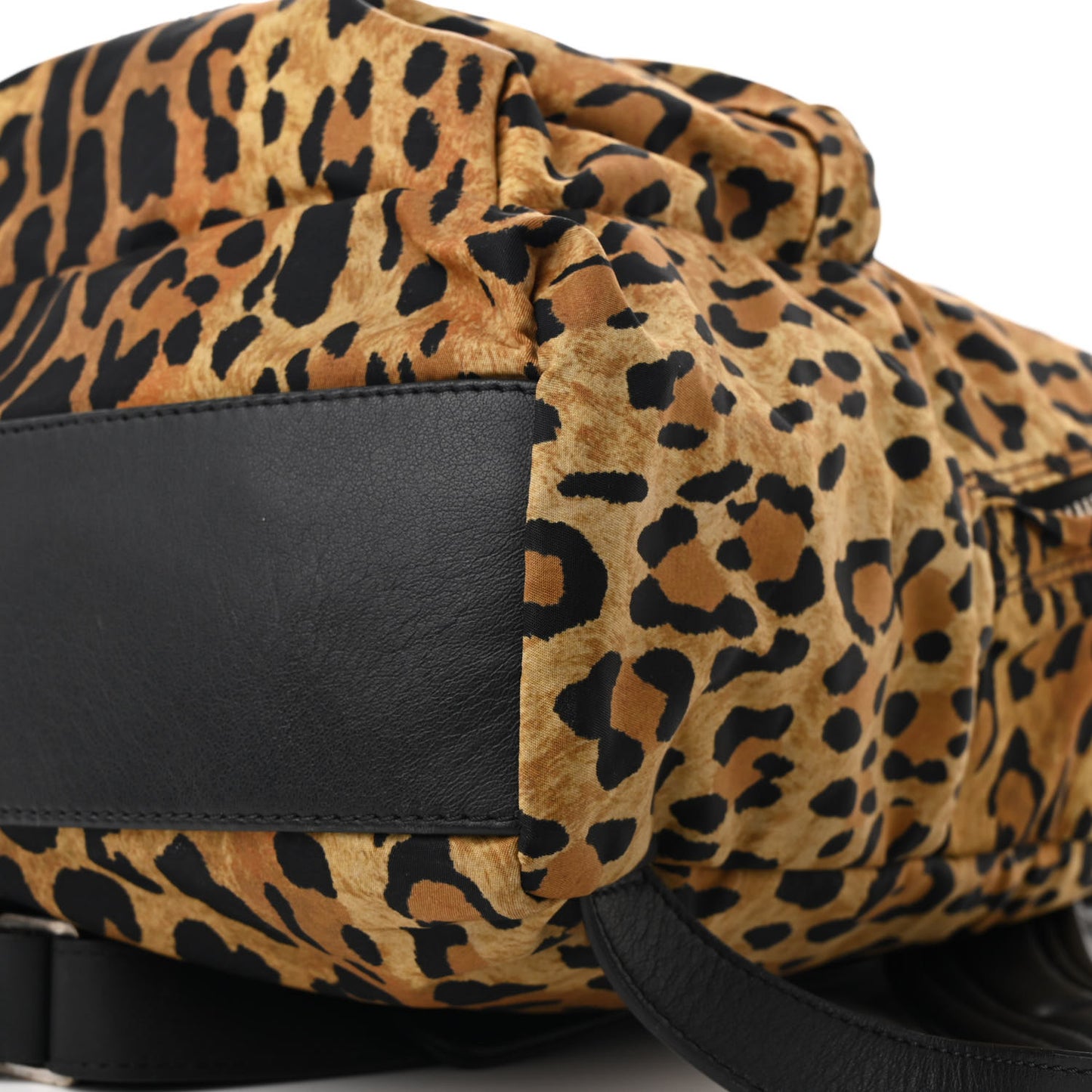 Nylon Calfskin Leopard Print Backpack