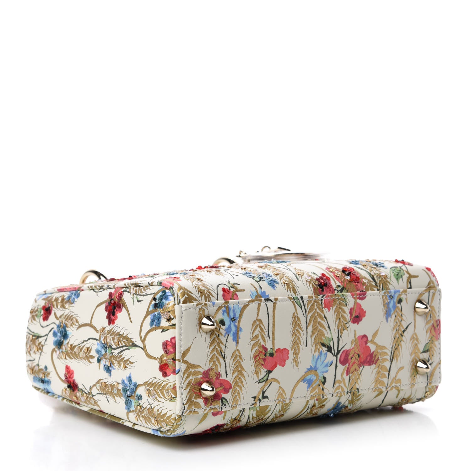 Christian Dior Calfskin Hibiscus Printed Embroidered My ABCDior Lady Dior Beige Multicolor 4 of 10