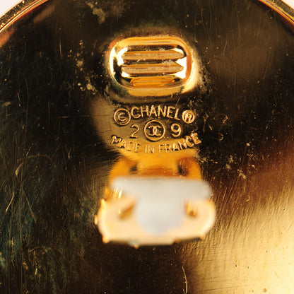 Chanel Suede Large CC Studded Clip On Earrings Black Gold 4 of 7