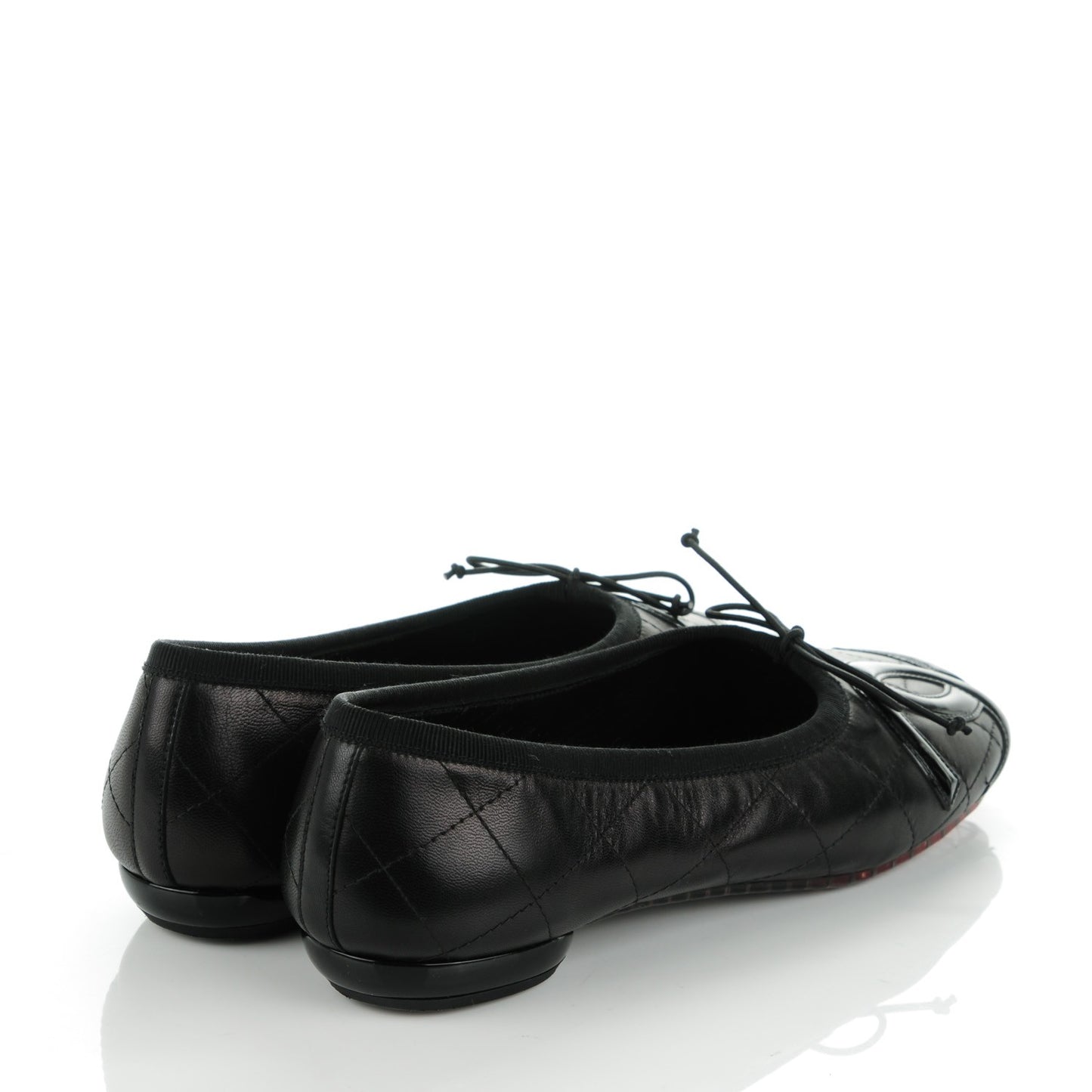 Lambskin Quilted Cambon Ballerina Flats 36.5 Black