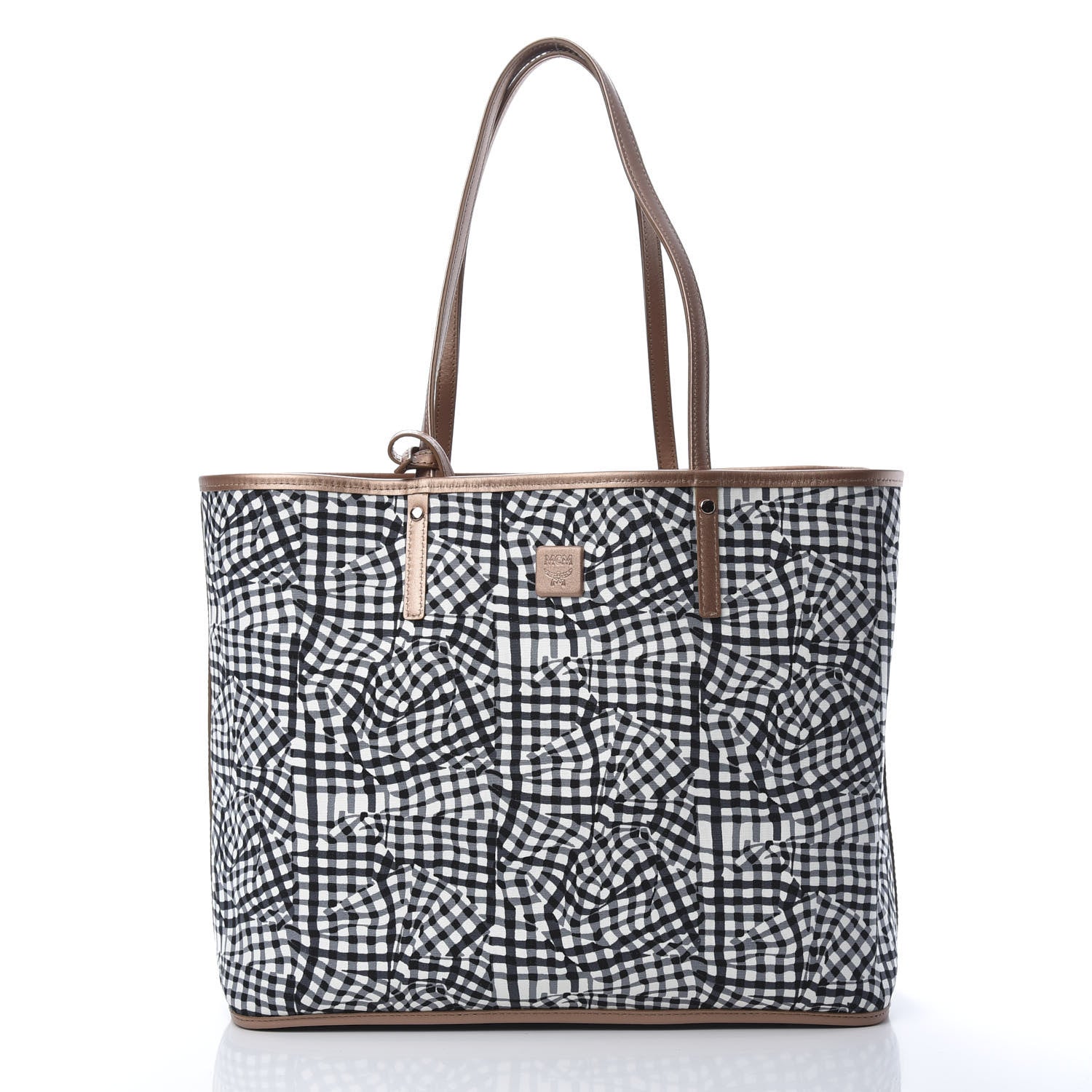 MCM Metallic Visetos Medium Anya Shopper Tote Champagne Gold 4 of 16