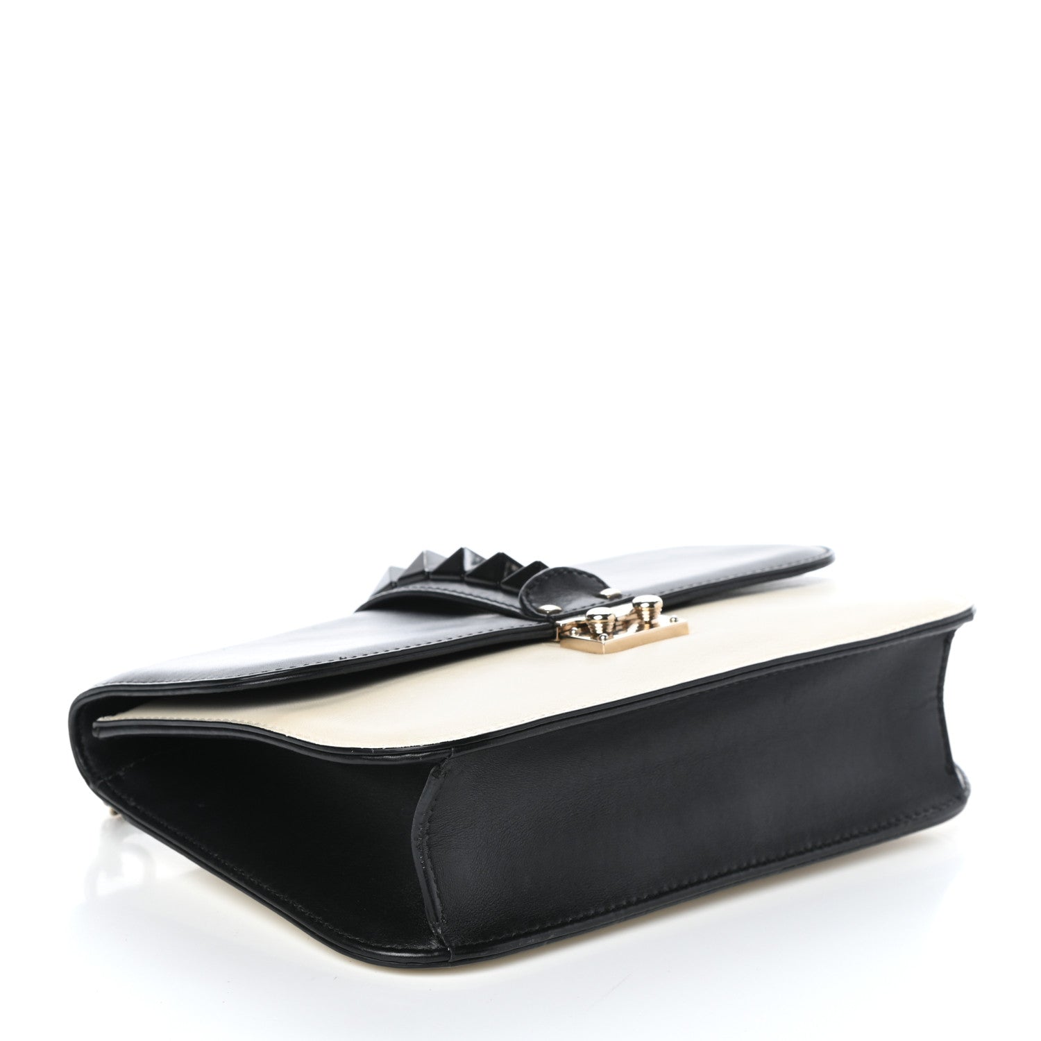 Valentino Garavani Vitello Medium Glam Lock Rockstud Flap Black Light Ivory 4 of 11