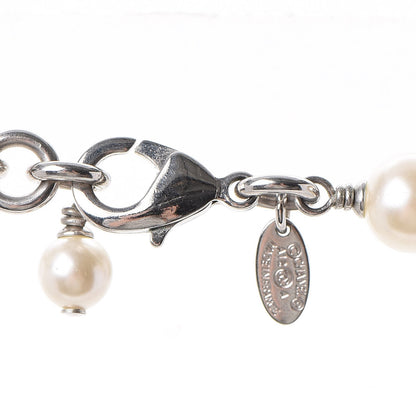 Chanel Crystal Pearl CC Long Necklace Silver 5 of 6