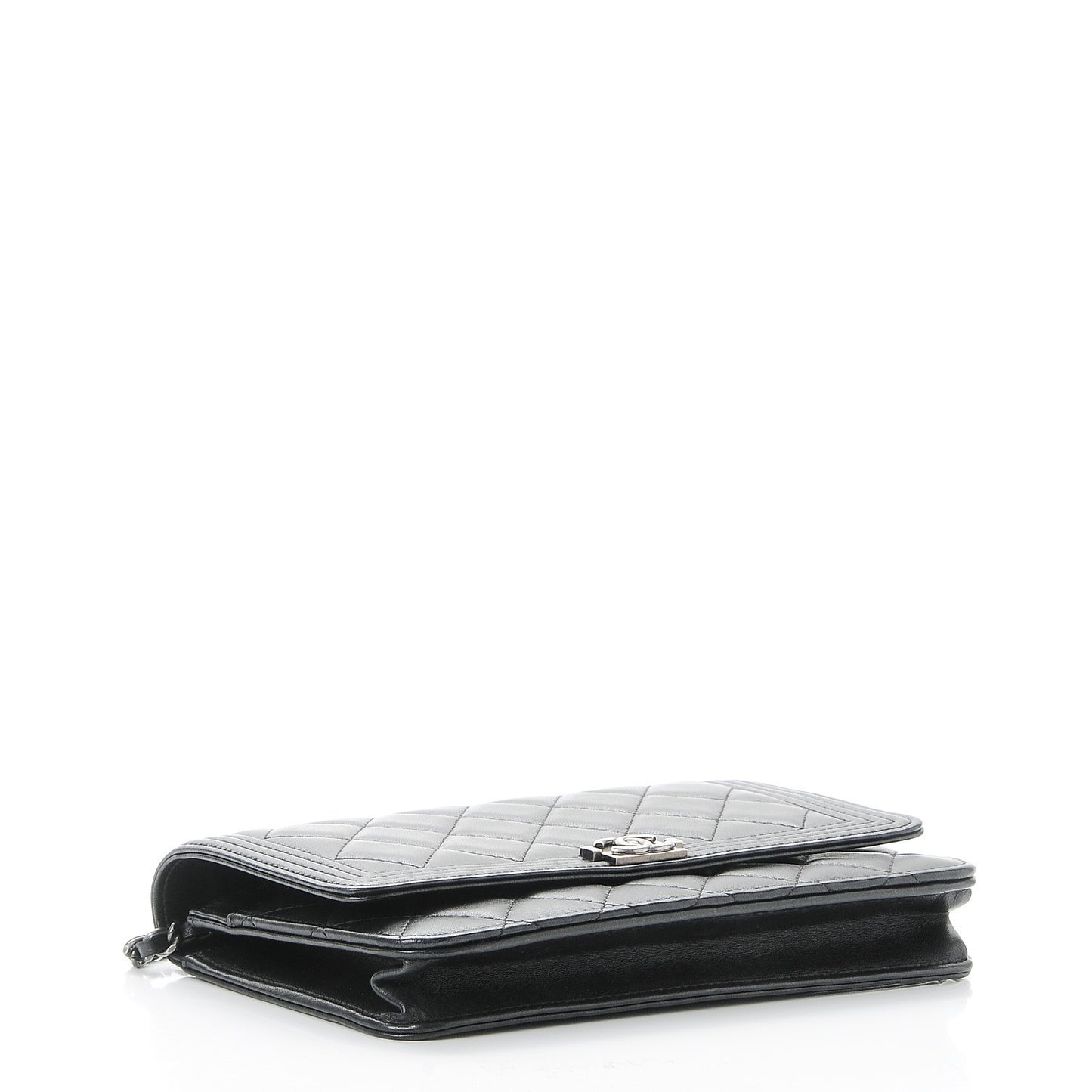 Lambskin Quilted Boy Wallet On Chain WOC Black