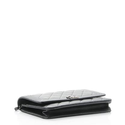 Chanel Lambskin Quilted Boy Wallet On Chain WOC Black 4 of 10