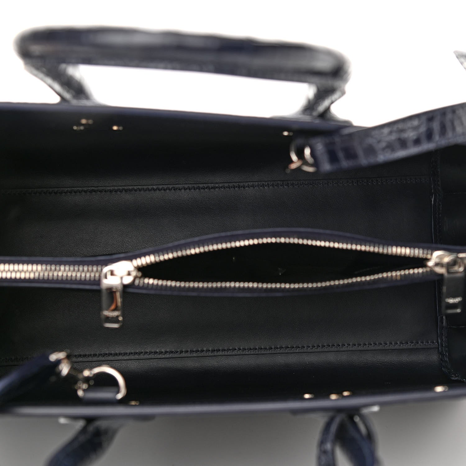 Saint Laurent Calfskin Crocodile Embossed Small Sac De Jour Dark Notte 5 of 9