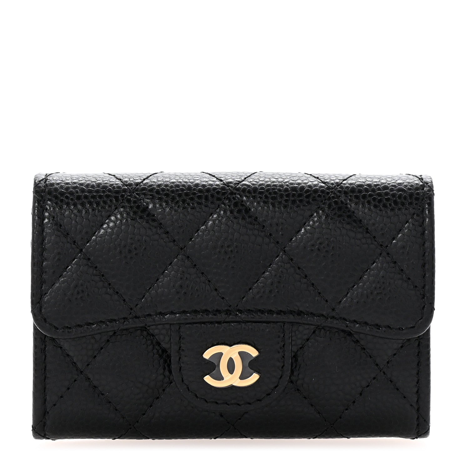 Chanel Caviar Quilted Flap Card Holder Wallet Black 1 of 9