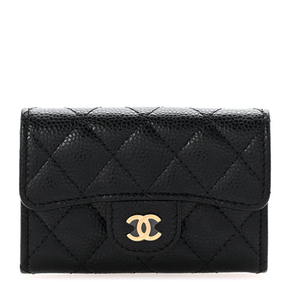 Chanel Caviar Quilted Flap Card Holder Wallet Black 1 of 9