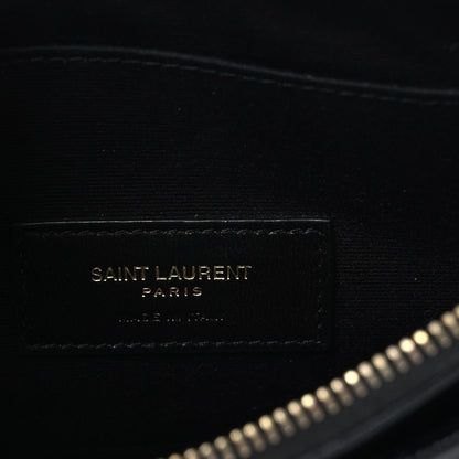 Saint Laurent Grain De Poudre Chevron Monogram Large Bill Pouch Black 5 of 10
