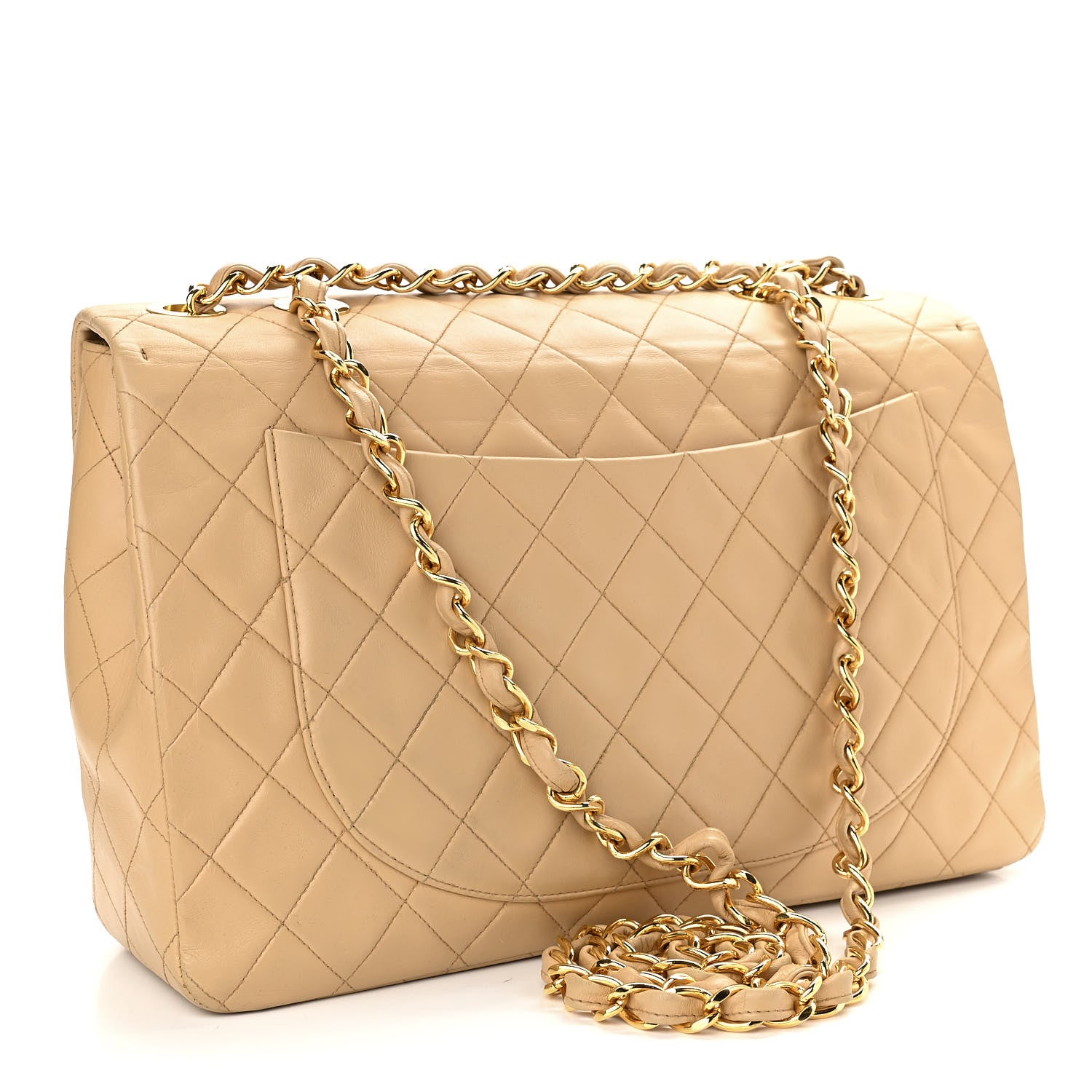 Chanel Lambskin Quilted XL Jumbo Single Flap Beige 2 of 14
