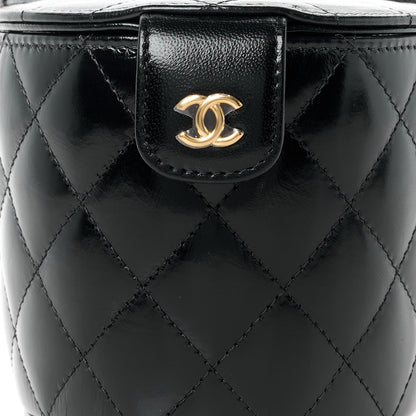 Chanel Lambskin Quilted Chain Top Handle Vanity With Chain Black 9 of 13