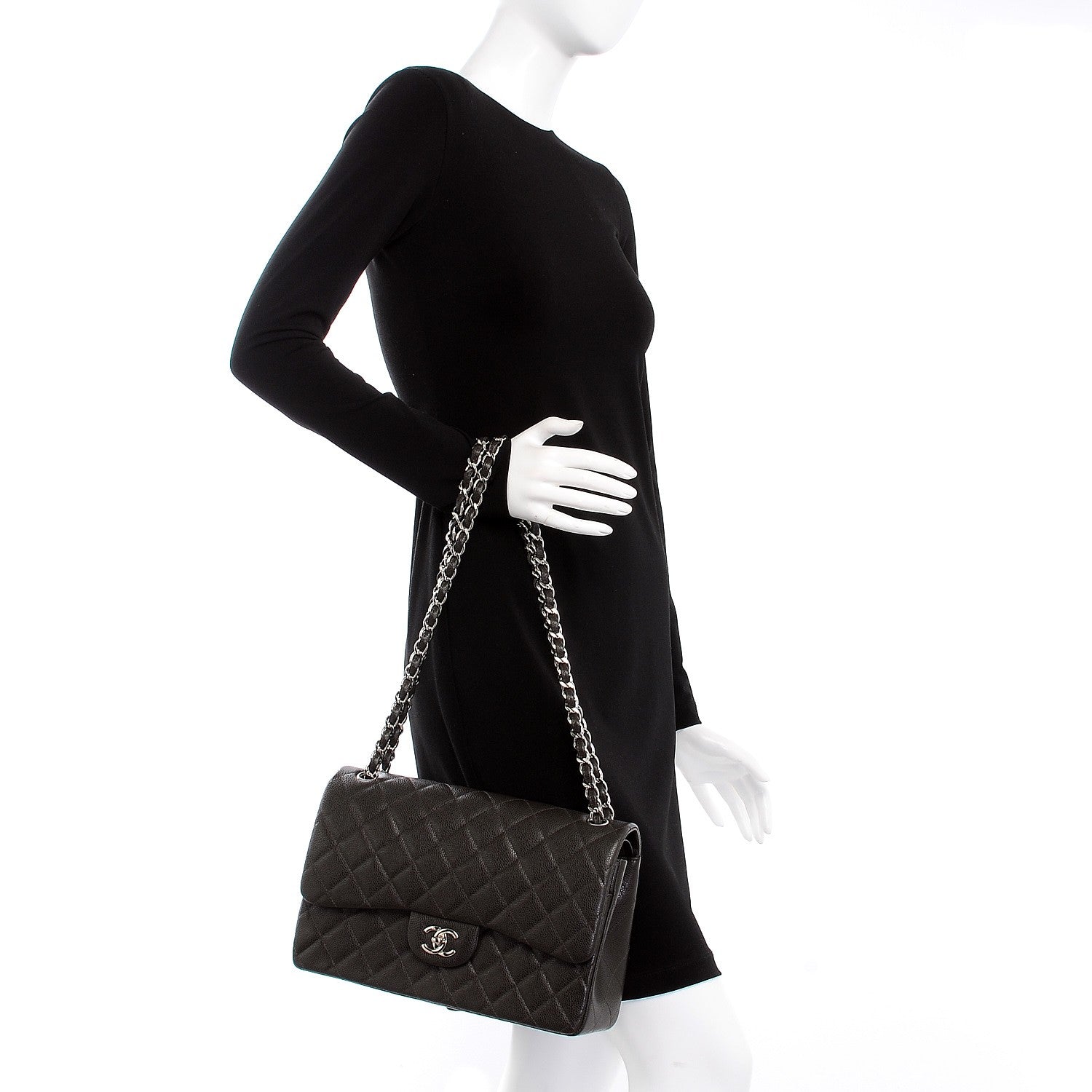 Chanel Caviar Quilted Jumbo Double Flap Dark Brown 2 of 8