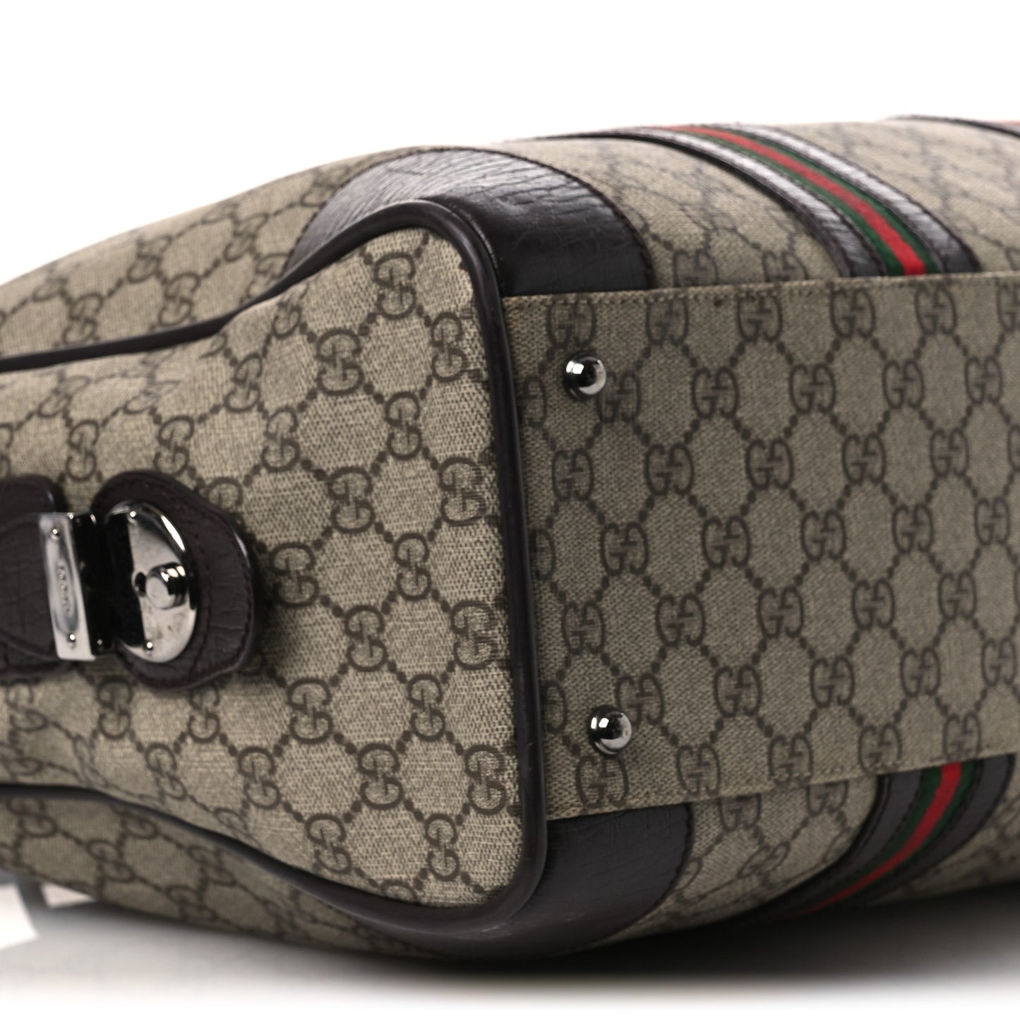 GG Plus Monogram Web Briefcase Dark Brown