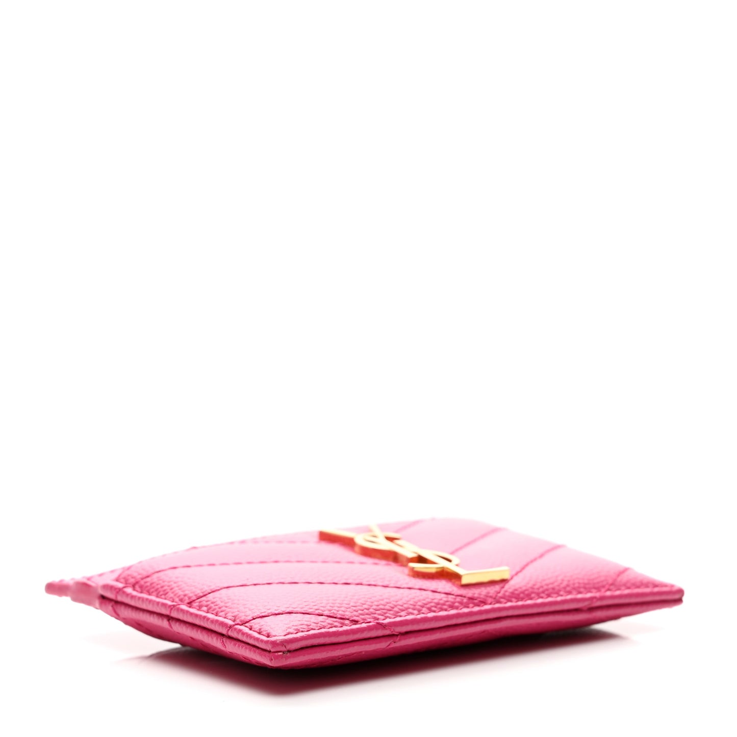 Grain De Poudre Matelasse Chevron Monogram Credit Card Case Fresh Fuxia