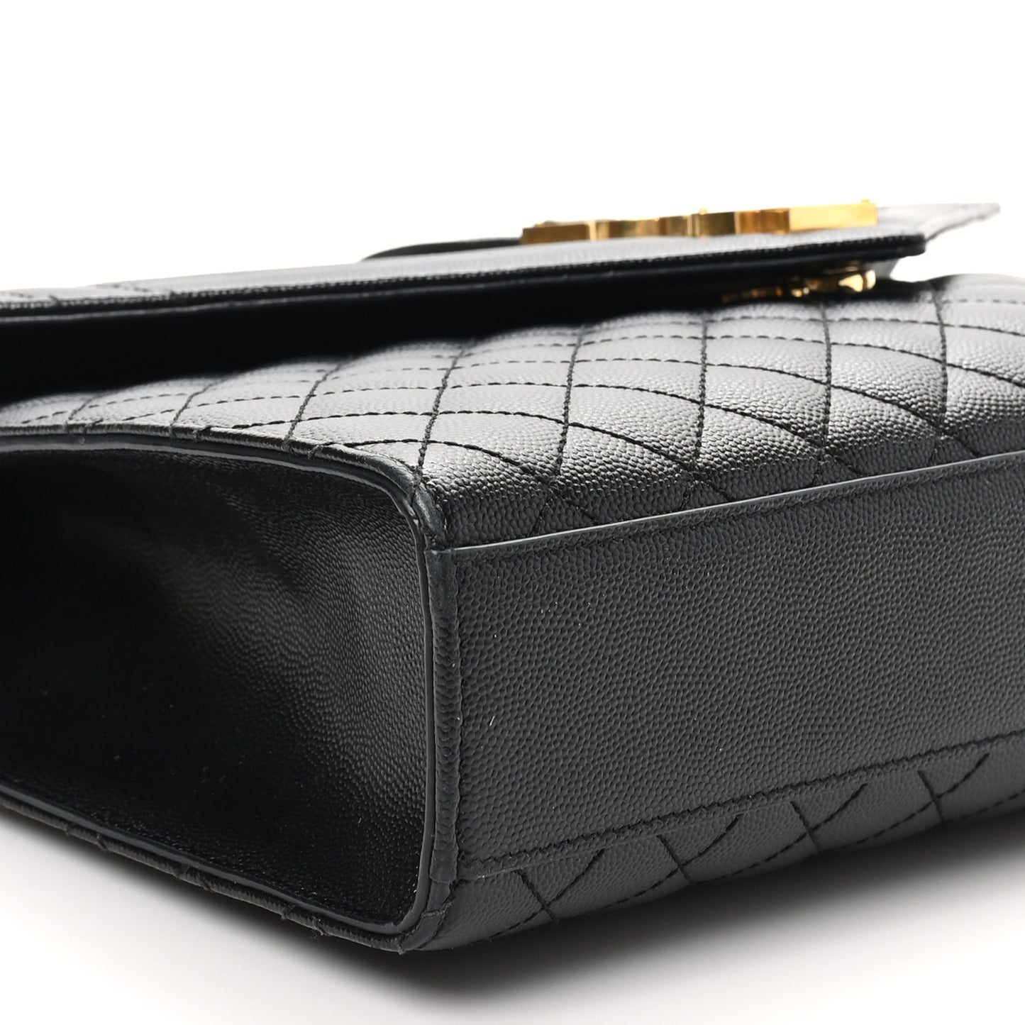 Grain De Poudre Textured Mixed Matelasse Large Triquilt Monogram Satchel Black