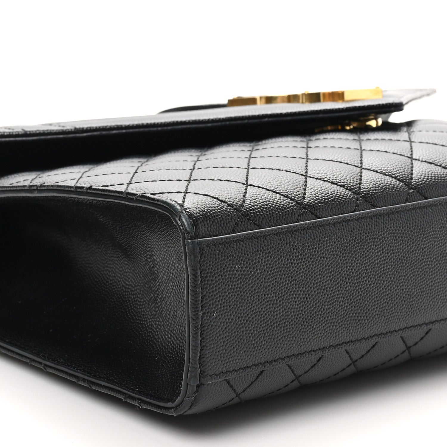 Saint Laurent Grain De Poudre Textured Mixed Matelasse Large Triquilt Monogram Satchel Black 9 of 10