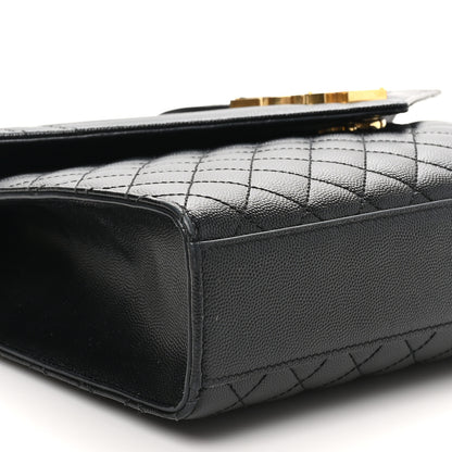 Saint Laurent Grain De Poudre Textured Mixed Matelasse Large Triquilt Monogram Satchel Black 9 of 10