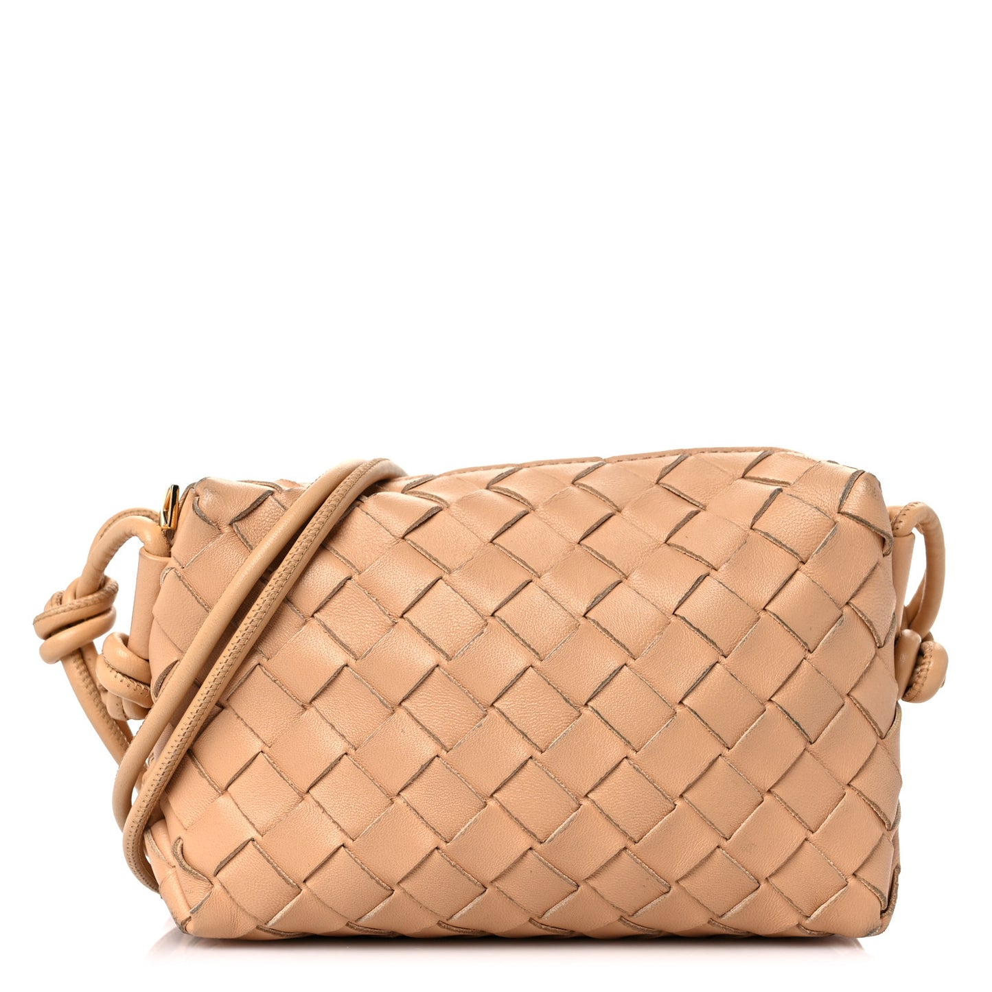 Nappa Intrecciato Mini Loop Camera Bag Almond