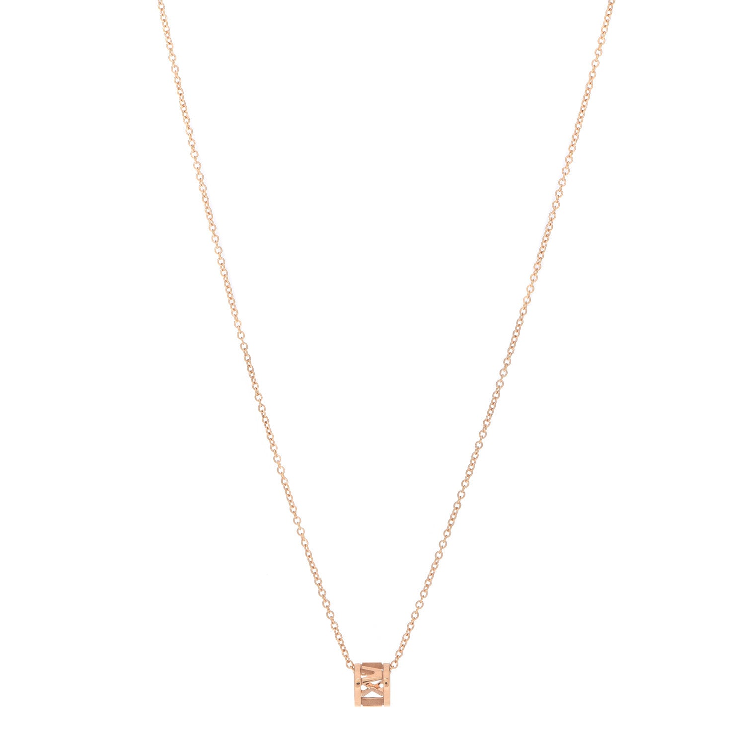 Tiffany 18K Rose Gold Atlas Open Pendant Necklace 1 of 5