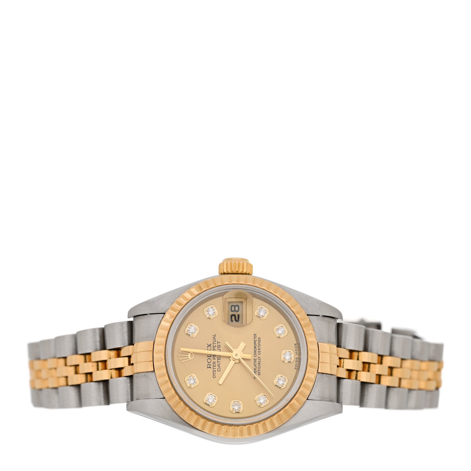 Rolex Stainless Steel 18K Yellow Gold Diamond 26mm Oyster Perpetual Datejust Watch Champagne 79173 2 of 6