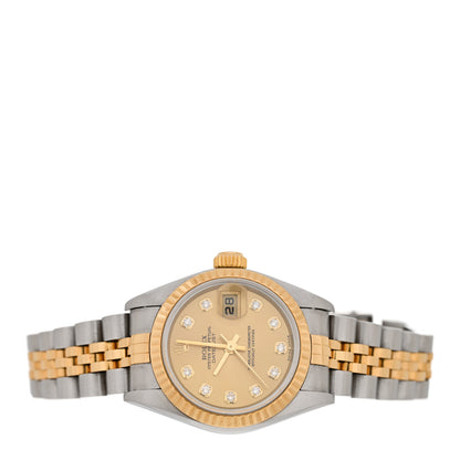 Rolex Stainless Steel 18K Yellow Gold Diamond 26mm Oyster Perpetual Datejust Watch Champagne 79173 2 of 6