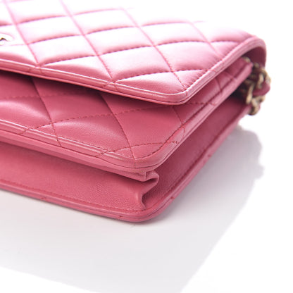 Chanel Lambskin Quilted Wallet On Chain WOC Pink 11 of 12