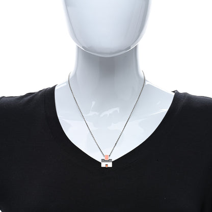 Hermes Palladium Lacquered Eileen Pendant Necklace Orange Fonce 2 of 5