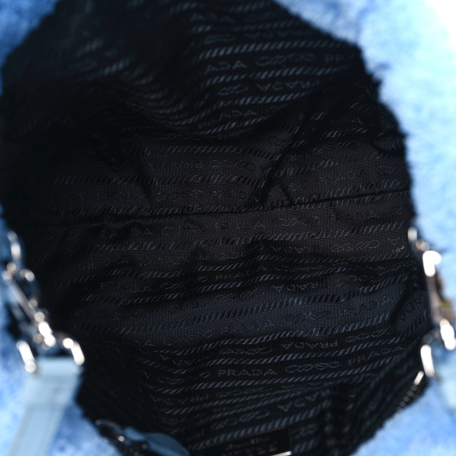 Prada Terry Cloth Small Tote Bag Celeste Black 5 of 9
