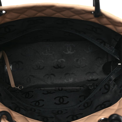 Chanel Calfskin Quilted Large Cambon Tote Beige Black 5 of 13