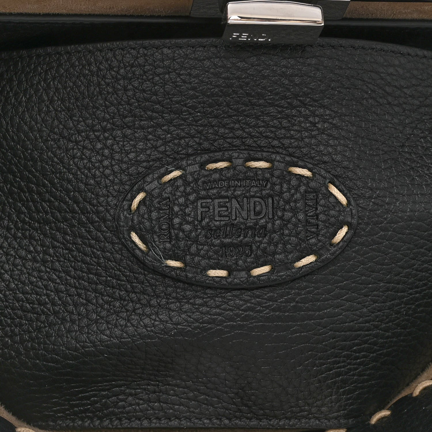 Fendi Vitello Granato Camoscio Elaphe Python Print Macro Stitchings Small Peekaboo I SEE U Satchel Black Roccia 7 of 10