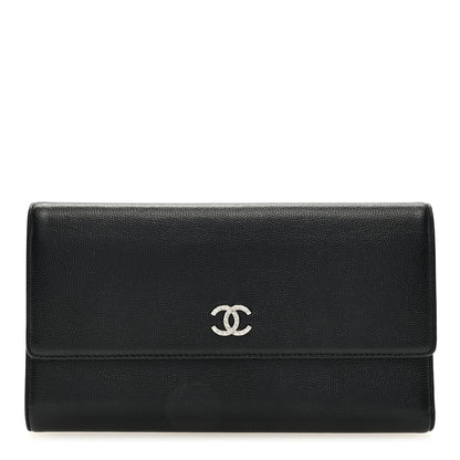 Chanel Caviar Sevruga Long Flap Wallet Black 1 of 7