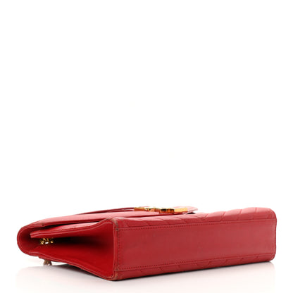 Saint Laurent Lambskin Matelasse Chevron Medium Monogram Satchel Red 3 of 21