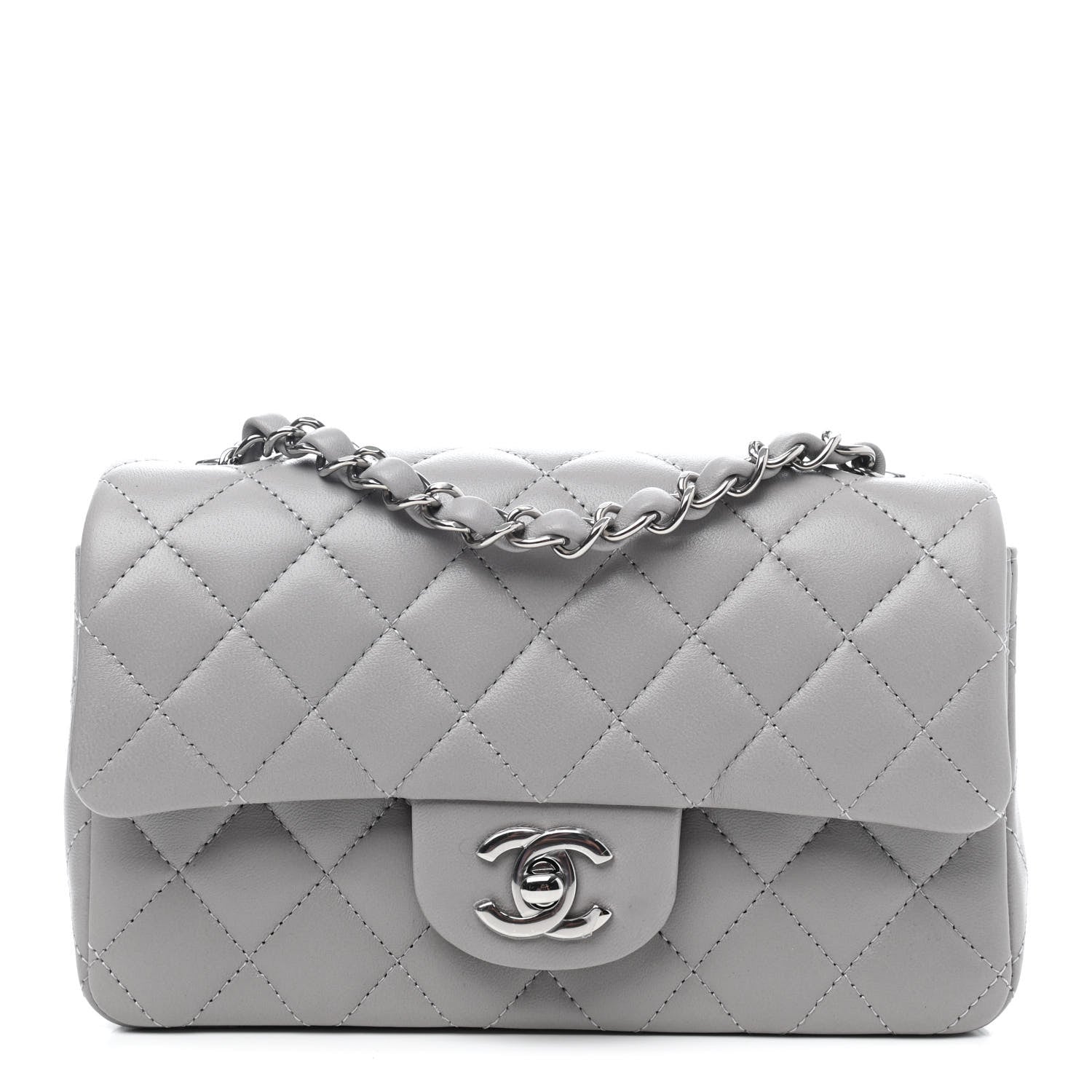 Chanel Lambskin Quilted Mini Rectangular Flap Grey 1 of 4