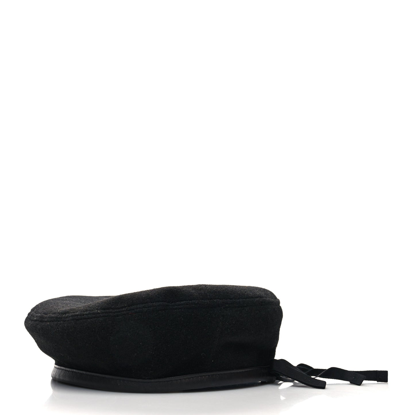 Felt Embroidered GG Patch Beret Hat M Black