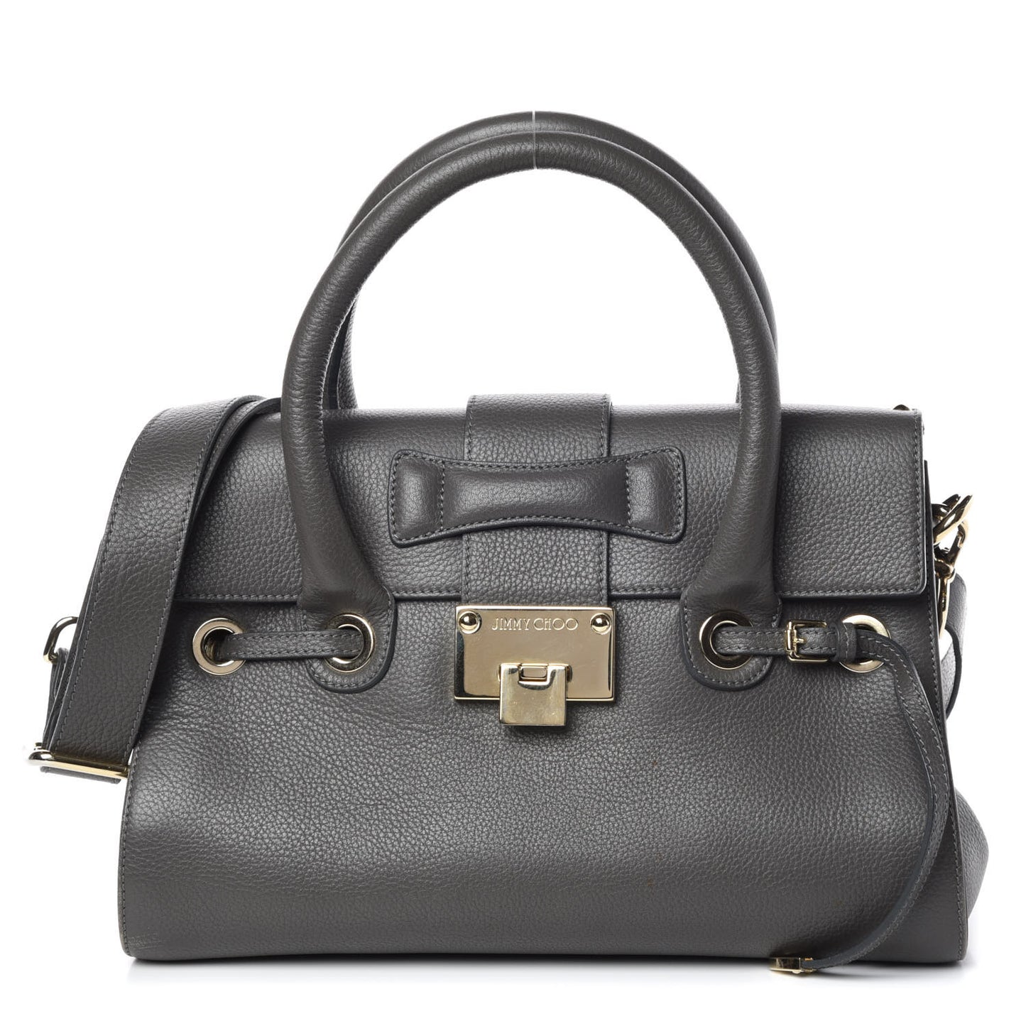 Grainy Calfskin Large Rosalie Satchel Grey